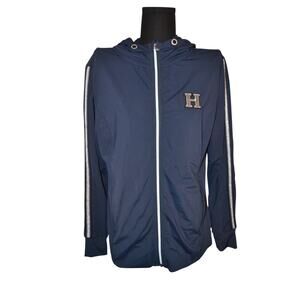 Harcour Equestrian Navy Blue Nylon Zipup with Bling missing string Size XL